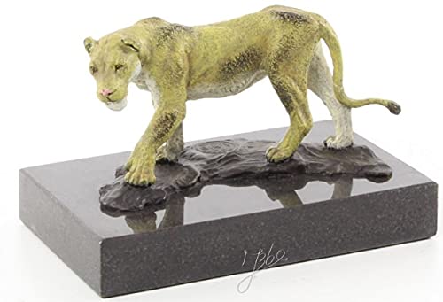 Figurine bronze de luxe lionne noire et multicolore, statuette d'art 12,8 cm