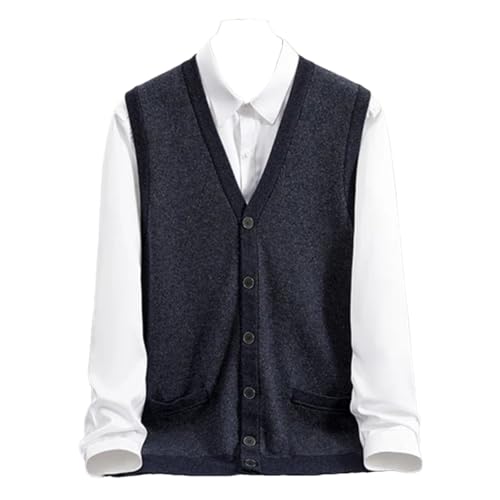Men's Fahsion Cashmere Cardigan Vest V-Neck Sleeveless Sweater Cardigan Waistcoat