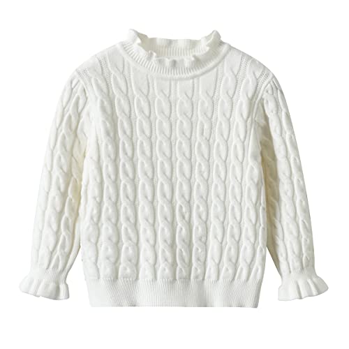 Kids Girl Cable Knit Ruffle Pullover Turtleneck Sweater Long Sleeve Knit Clothes Chunky Jumper Tops2