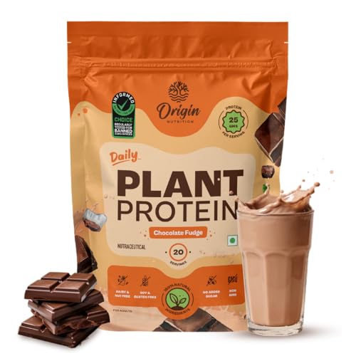 Image of Origin Nutrition 100% Natural Plant Based Protein Powder, 845 gm, European Pea Protein Isolate & Pumpkin Seed, Chocolate Flavour with 25g per Protein Per Serve