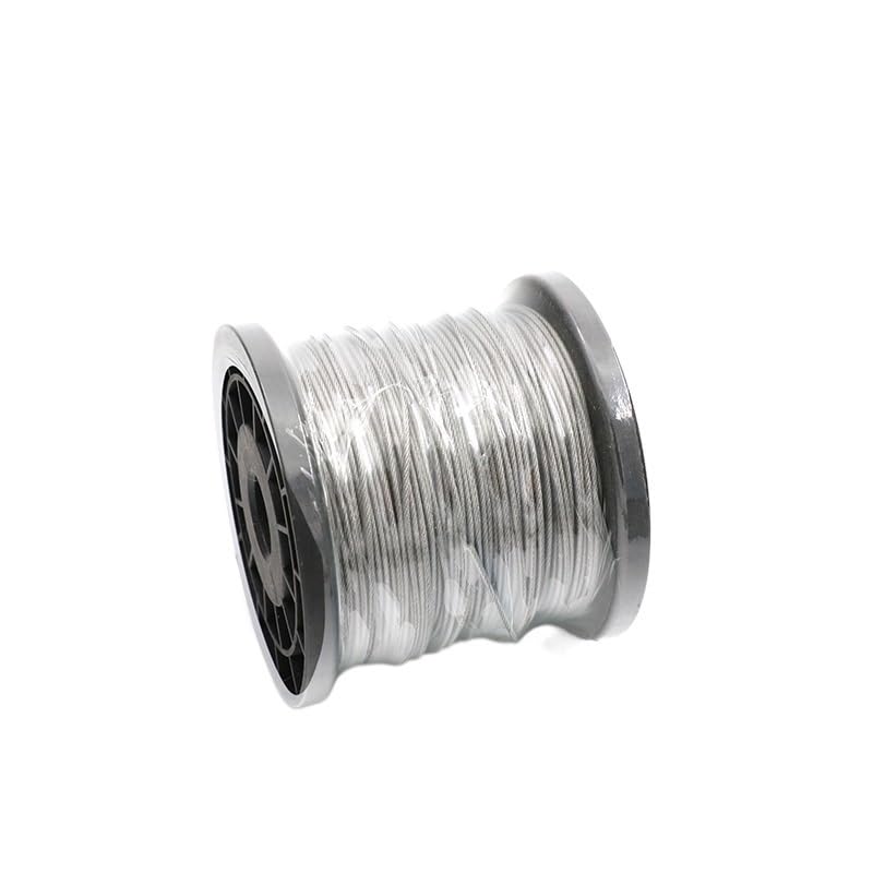 Cavo Acciaio 100 Metri di Corda PVC Rivestito Trasparente Cavo In Acciaio Inox 304 Stendibiancheria Diametro(Diameter 1mm,100M)