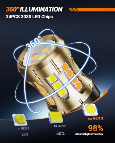Image of SEALIGHT 7443 Switchback LED Bulb Dual Color 7440 7444NA T20 7444 7441 W21W 992 LED Amber for Front Turn Signal Lights, White for DRL /Parking Lights with Extra Resistor (Pack of 2)