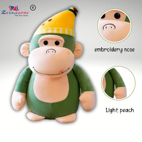 Image of ZEXSAZONE Toy Cute Teddy Colored Huggable Monkey Soft Toy | 22 cm | Plushie Soft Toys for Kids | Plush Soft Toys for Baby Boys and Girls Kids - Teddy |(Green)