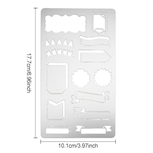 INFUNLY Metal Journal Stencils Banners Metal Stencils Bookmark Label Stencil Reusable Planner Metal Template for Journaling Diary Wood Carving Drawings Woodburning Engraving Scrapbooking - Image 2