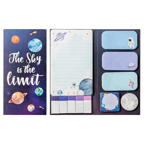 TirEurt Space PlanetSky Sticky Notes Set -550 Sheets The Sky is the Limit Bundle Writing Memo Starry Pads Self-Stick Notes Pads Outer Space Page Marker Office School Supplies Gift for Teacher Students
