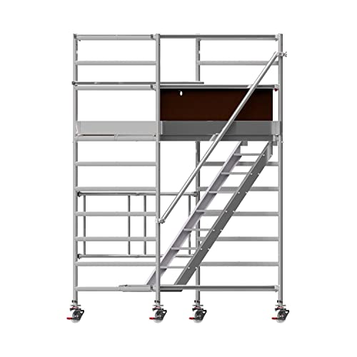 Profigerüst: ALTEC AluKlik® 2.0 400 Treppengerüst, Arbeitshöhe 4m | TÜV | Made in Germany | inkl. 25cm höhenverst. Ø150mm Rollen, Alu Gerüst Rollgerüst Fahrgerüst Baugerüst Faltgerüst