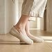 Imagen de GLAMORA Bailarinas Mujer Esparto Zapatos Planos de Punto Transpirable Manoletinas Mujer Suela Goma con Borde Estilo Alpargata Merceditas Cómodas Ligeras Calzado Verano Mujer Slip On beige-40