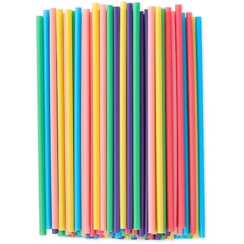 [100 Pcs] Biodegradable Compostable Disposable Colorful Straws - PLA Plant Based Drinking Straws for Juice Coffee Cocktail Cold Drinks (8.25" LongX0.23" Wide) Cover