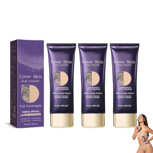 Body Coverage Perfector 3 Stück Körper Make Up Wasserfest Concealer Bein Tattoo Abdeckung Creme Langanhaltend CC Cream Waterproof All Over Complexion Skin Tint Lotion Abdeckcreme Ohne Übertragung
