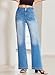 Sidefeel Women's Straight Leg Jeans High Waisted Trendy Loose Fit Wide Leg Denim Pants Iceland Blue Size 10