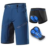 Agolu MTB Hose Herren Fahrradhose, Herren Radhose mit 5D Sitzpolster Männer Radlerhose Set mit Fahrradunterwäsche Baggy Mountenbike Shorts Atmungsaktive Downhill Fahr(Size:XL,Color:Navy blau)