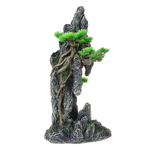 Saim Aquarium Mountain View Stone Ornament, Artificial Resin Rock Landscape Decoration For Fish Tank Turtles Frogs Small Fish Play,Aquarium Supplies - B #TOP2