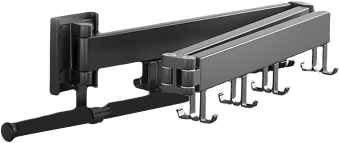 PRETYZOOM Wall Mounted Clothes Drying Rack Folding Design Space Saver Laundry Hanger for Indoor and Balcony Use Sturdy Multi-Hook System for Efficient Drying