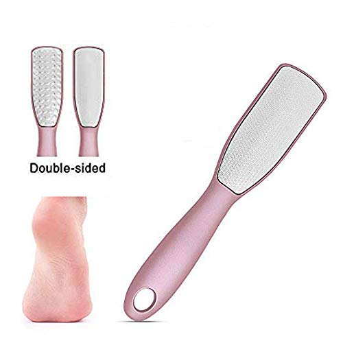JISTL Foot File Double Side Professional Stainless Steel Foot Scraper Tool, Foot Rasp Eliminate Feet Cracked Dead Thick Dry Hard Skin (Pink)