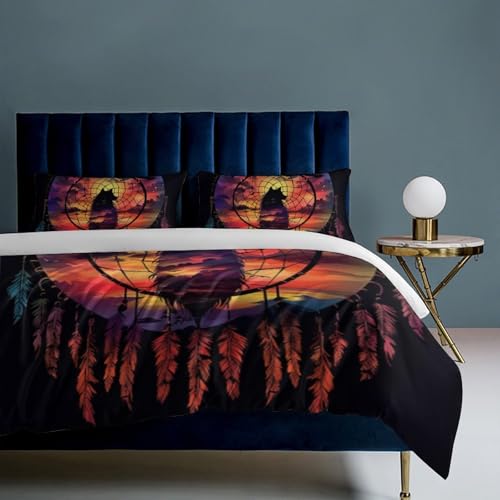Juego de cama de lobo reversible textil hogar microfibra con 2 fundas de almohada 8