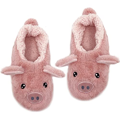 Image of ooohyeah Women's Funny Fuzzy Animal Slippers, Cute Cozy Non-Slip House Slippers for Women, Manatee Splash