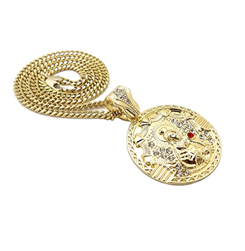 Iced Out Saint Barbara Pendant Box/Cuban/Rope Chain Fashion Necklace XSP414 (20, Gold Cuban Chain)3