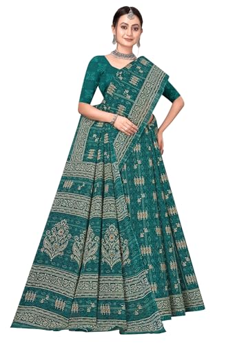Image of Karishma Pure Cotton Mulmul (Stiff) Saree With Modern Style Batik Print