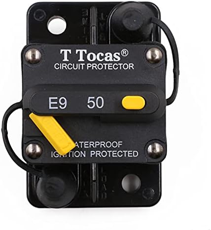 T Tocas Hi-AMP T3 Circuit Breaker with Switch Manual Reset for Boat Marine RV Yacht Battery Truck Solar, 12V - 48V DC, Waterproof (50A)