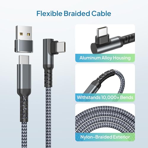 Image of Elebase for iPhone 17 Pro Max Air Charger Cord 10FT with USB Block Adapter,Right Angled 60W USBC Charging Power Cable for Car,Apple iPhone 17e 16 15,Samsung S26 S25 Ultra,iPad 10,Google Pixel 10 9