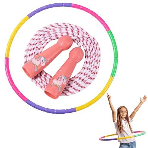 Feegela Hula Hoop Reifen Set (64cm 100g) mit Springseil 7-teilig