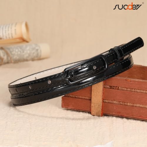SUOSDEY 4 Pack Thin Belts for Women Skinny Leather Belts with Metal Buckle for Dresses Pants Jeans3