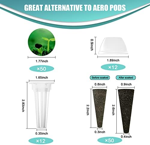 124 pcs Seed Pod Kit for Aerogarden, Grow Anything Kit for Hydroponics, Hydroponics Supplies with 50 Grow Sponges, 50 Pod Labels, 12 Baskets, 12 Planting Domes, Compatible with IDOO — view 6