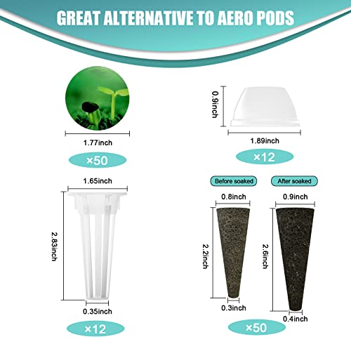 Haligo 124 pcs Seed Pod Kit for Aerogarden, Grow Anything Kit for Indoor Hydroponics Garden, Hydroponics Supplies with 50 Grow Sponges, 50 Pod Labels, 12 Baskets, 12 Planting Domes