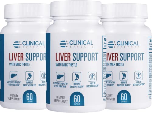 Clinical Effects: Liver Support - Natural Milk Thistle and Zinc Supplement - 3 Pack - Helps Detox and Cleanse The Liver - Supports Liver Function and Digestive Health - Made in The USA