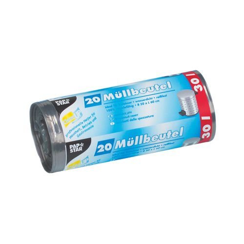 Preisvergleich Produktbild PAPSTAR 12065 Müllbeutel, 30 Liter, HDPE-Folie grau