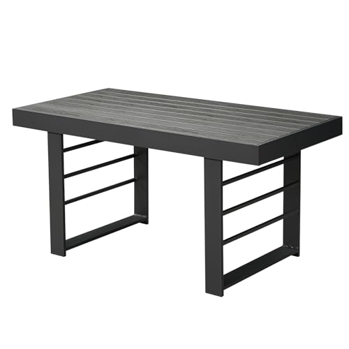 LANOX Gartentisch Esstisch aus Aluminum mit WPC-Tischplatte,130 x 66 x 66 cm,Balkontisch Terrassentisch für Garten, Lounge, Sitzgruppe, wetterfest, Grau