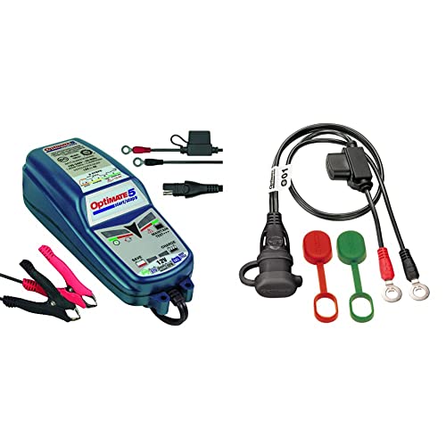 OptiMATE TM220-4A Batterieladegerät OptiMate5, Blue, 5 Start/Stop 12V 4A & O-01 Zubehör O1 (SAE), Blue