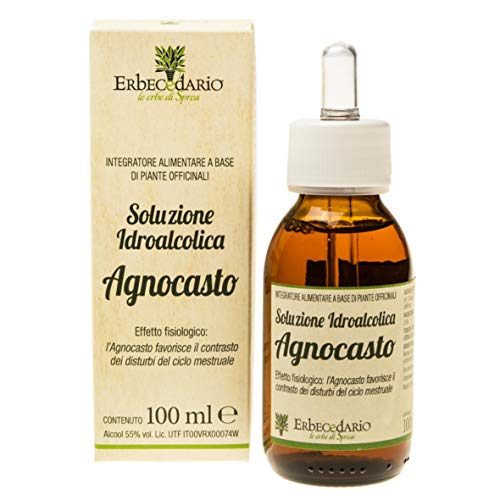 Tintura Madre Agnocasto Erbecedario, Agnocasto Integratore per disturbi mestruali, Aiuta a contrastare i disturbi del Ciclo Mestruale, Soluzione Idroalcolica Agnocasto gocce per ciclo - 100ml