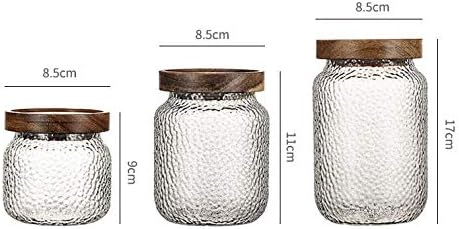 Glass Food Storage Jar 350ml/12oz Clear Frosted Glass Canister with Airtight Seal Acacia Wood Lids Kitchen Storage Container for Coffee Bean Tea Spice Bottle Sugar Cookies Nuts Snack Candy Jar