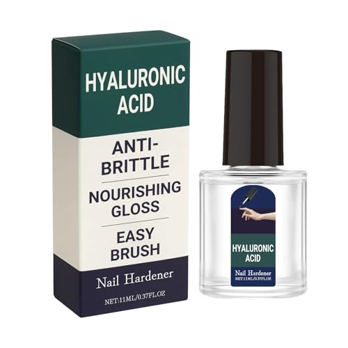 XJBD Nail Hardener Hyaluronic Acid Clear Nail Strengthener Anti-Brittle Nourishing Gloss - 7-Day Fast-Absorbing Smooth Nail Care with Vitamin E & Jojoba Oil - Soft Daily Use Naturally Glossy 11ml