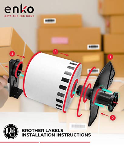 Enko - Compatible Dk2205 Continuous Paper Labels (2.4 Inch X 100 Feet) Use With Brother Ql Label Printers Ql-800, Ql-820Nwb Ql 810W [6 Rolls + 2 Refillable Cartridge Frames] #TOP2