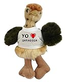 Avestruz personalizado de peluche (juguete) con Amo Zaragoza en la camiseta (ciudad / asentamiento)