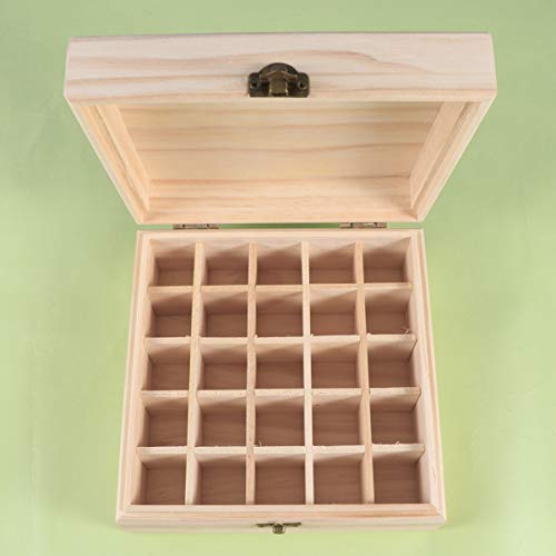 EXCEART Caixa de Ã“leo Essencial de Madeira Organizador de Ã“leo Essencial ContÃ©m 25 Garrafas Recip