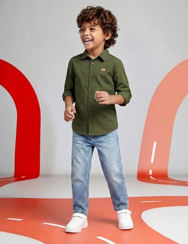 Image of Amazon Brand - Symbol Boys 100% Cotton Casual Shirt | Full Sleeves | Regular Fit | Age 2-14 Years