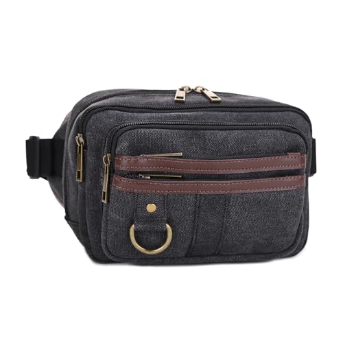 JESSIE & JAMES Klamath Canvas Concealed Carry Belt Bag, Adjustable Crossbody Fanny Packs for Men Women BLACK