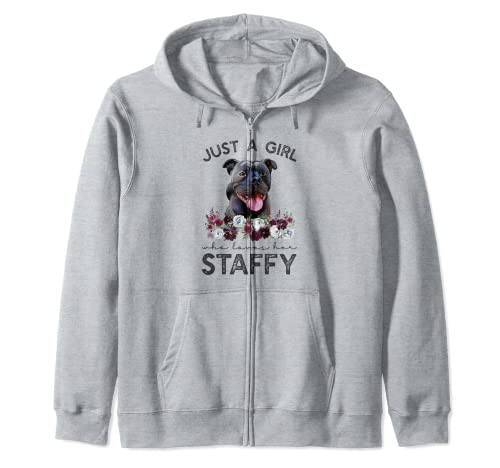 Black Staffordshire Bull Terrier Gifts Women's Staffy Zip Hoodie