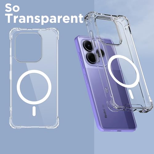 Image of Pikkme Back Cover for Redmi Note 14 /13 5G Mag-Safe Shockproof PC + TPU | Protective Case Magnetic Support | Bumper Case (Transparent Mag-Safe)