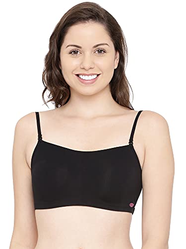 Image of Enamor Moulded Double Layer Front Women's Cotton Cami Bra - Detachable Slim Straps with Back Keyhole, Non Padded, Wirefree, High Coverage - A022 (Pack of 2)