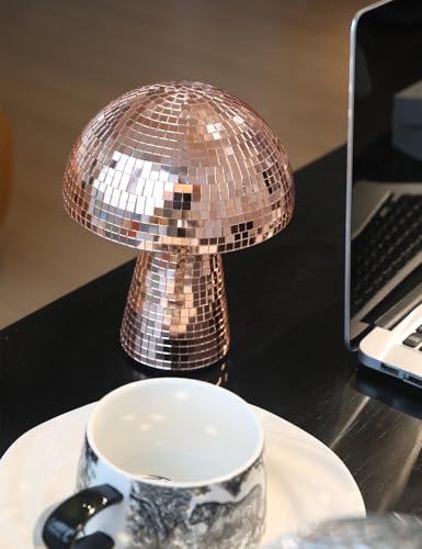 Oversevenls Boule à Facettes Champignon 15 × 18 cm – Boule Disco Miroir pour Fêtes, DJ, Mariage & Décoration Maison (Rose pâle) – vue 4