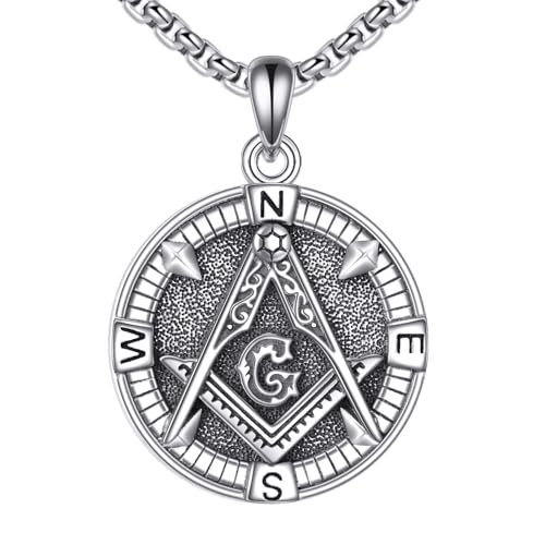 Chaîne maçonnique argent 925 ONEFINITY pendentif boussole franc-maçon