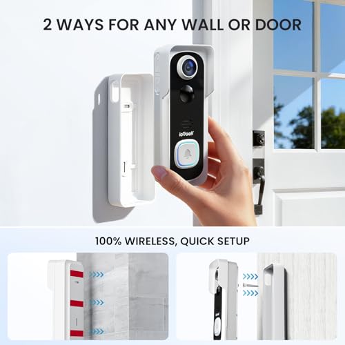 ieGeek Doorbell Camera Wireless No Monthly Fee, 2K HD Video Doorbell with Chime, Smart AI Detection Alert, 2-Way Talk, Night Vision, Only 2.4GHz WiFi, Works with Alexa, White - Image 4