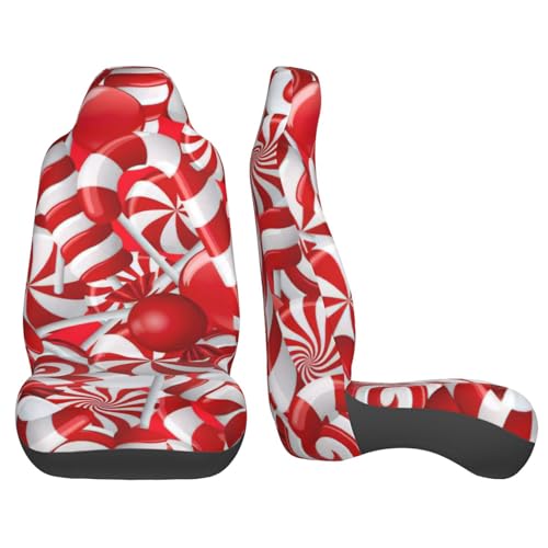 Protector de asiento de coche con estampado navideño de bastones de caramelo, pack de 2 3