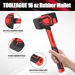 TOOLEAGUE 2Pcs Hammer Set,16oz Rubber Mallet & 35mm Double-Faced Soft Mallet for Camping, Woodworking, DIY Projects, Landscaping,Flooring, Tent Stakes, Black and Red