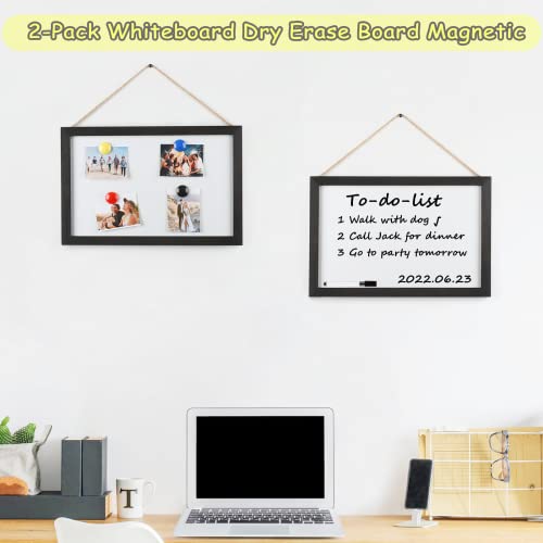 Miratino White Board Magnetic Dry Erase Board For Wall, 16"X12" Black Wooden Frame Whiteboard With Stand For Kids Students, Small White Boards Magnetic For Door Office Wall Decor-2 Pack #TOP1