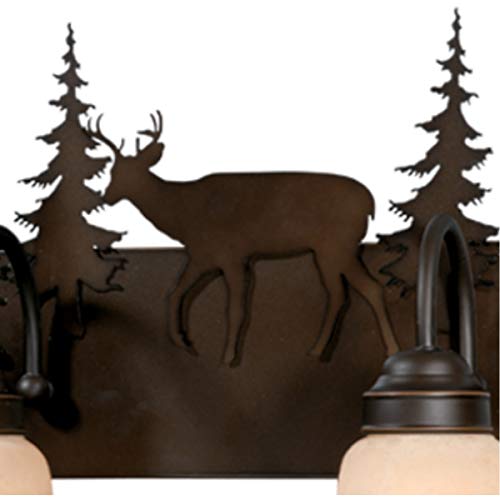 Image of 2 Light Rustic Bathroom Vanity Lighting Fixture in Bronze, Rustic Tree Bath Vanity Wall Light Lamp Moose Lighting Deer Lighting Bear Wall Light Vanity Light Lamp